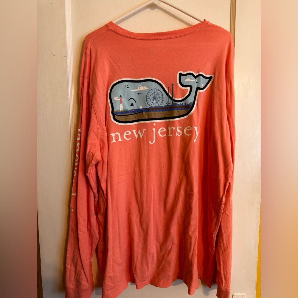 Vineyard Vines Kids Coral New Jersey Long Sleeve Tee